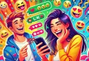 Deux personnes s'envoyant des textos avec de vibrantes réactions en emoji, y compris l'emoji 💯 qui occupe une place prépondérante.