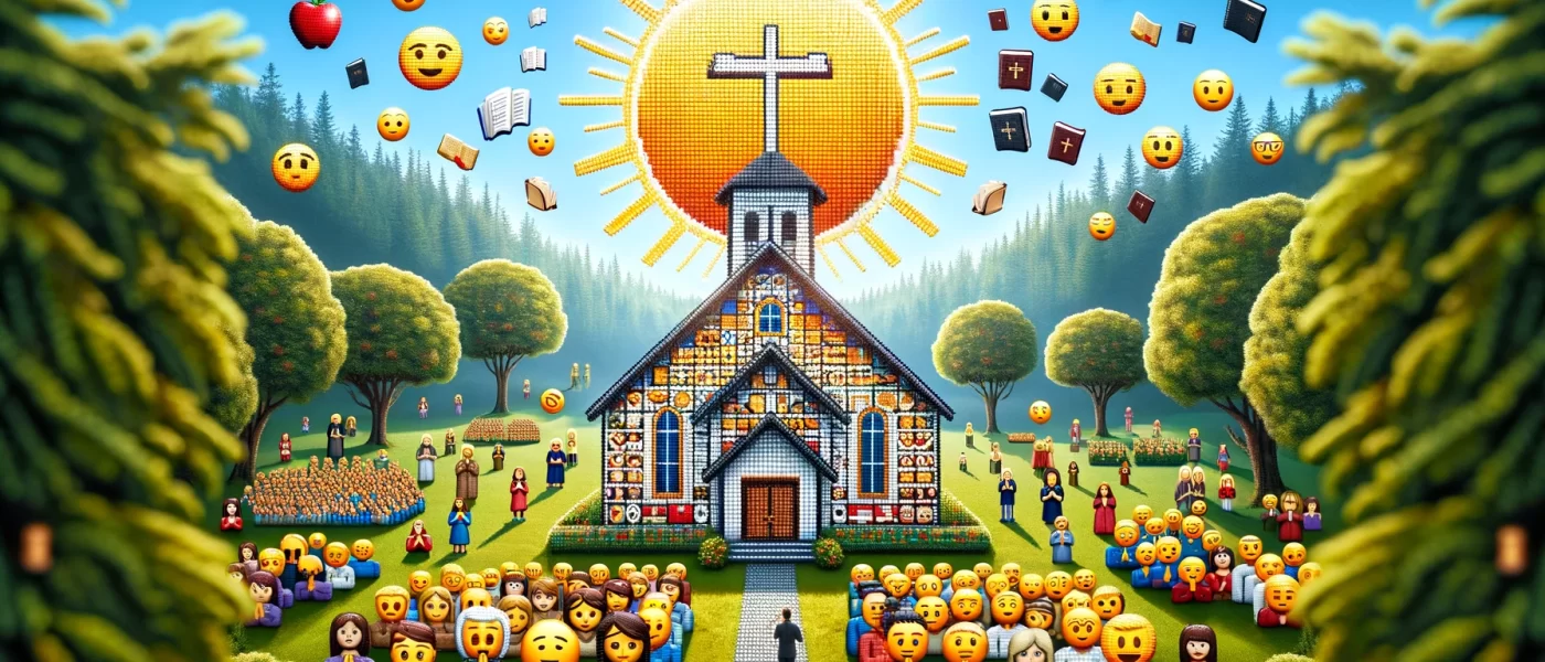 Church with praying emojis and the bible emoji