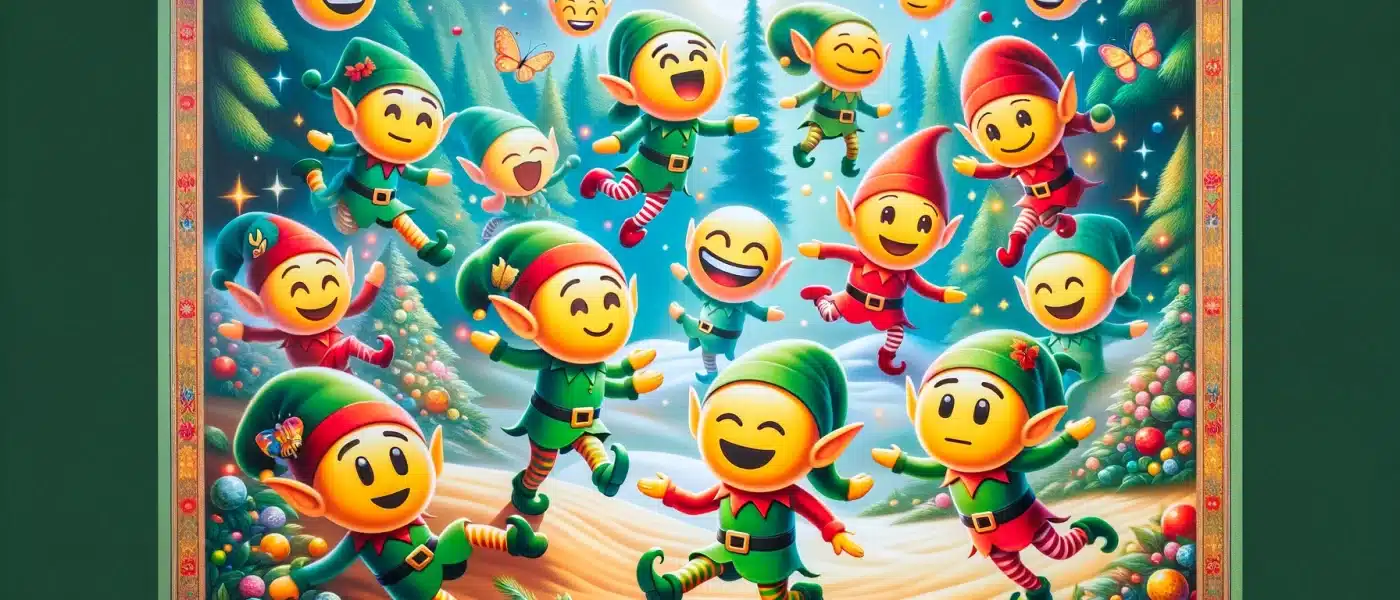 elf emojis playing together