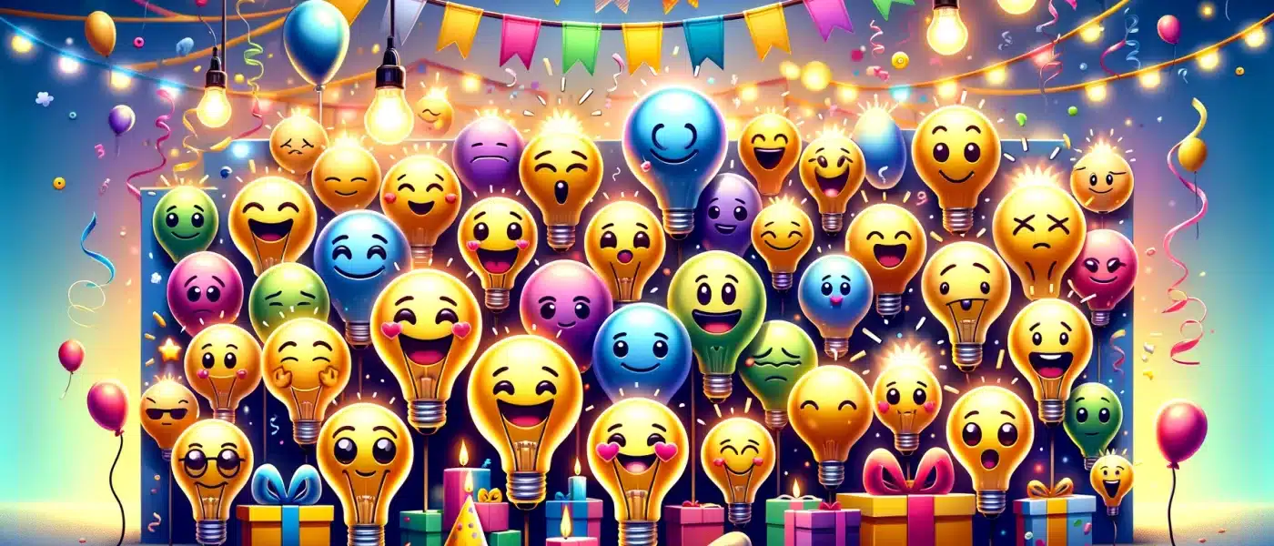 happy light bulb emojis