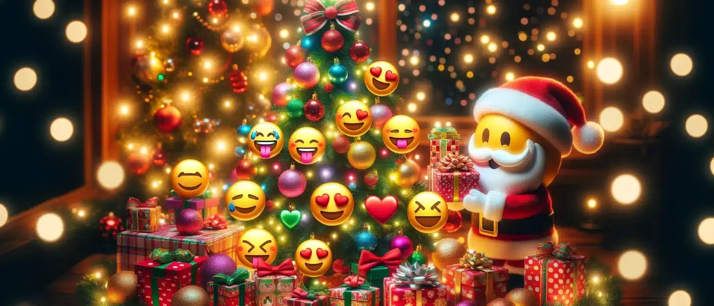 fun with Santa - gift emojis under the Christmas Tree