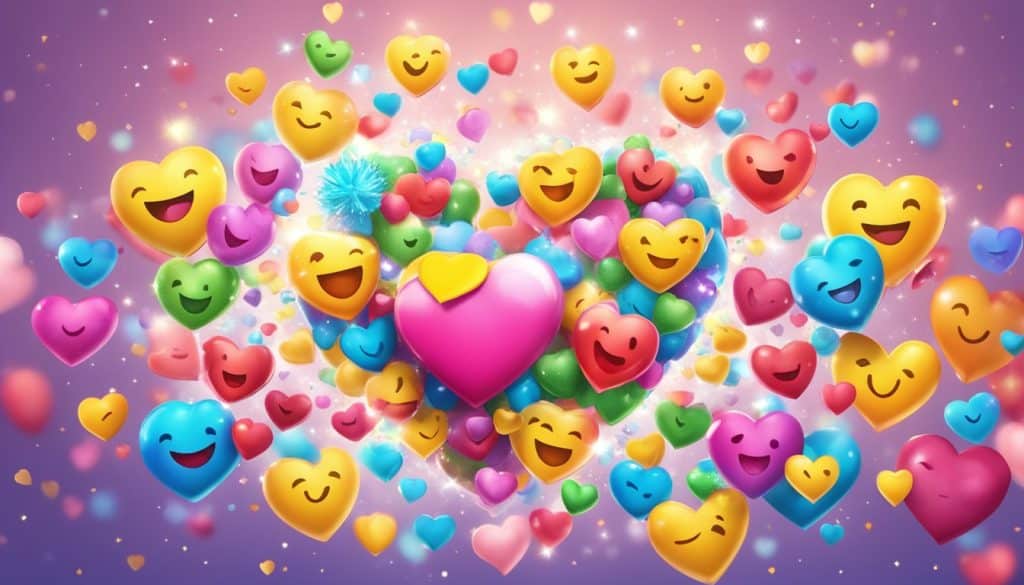 collage of multicolor heart emojis showing their creative use