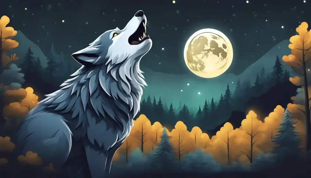 Lone wolf at night