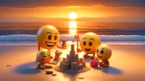 An emoji family traveling