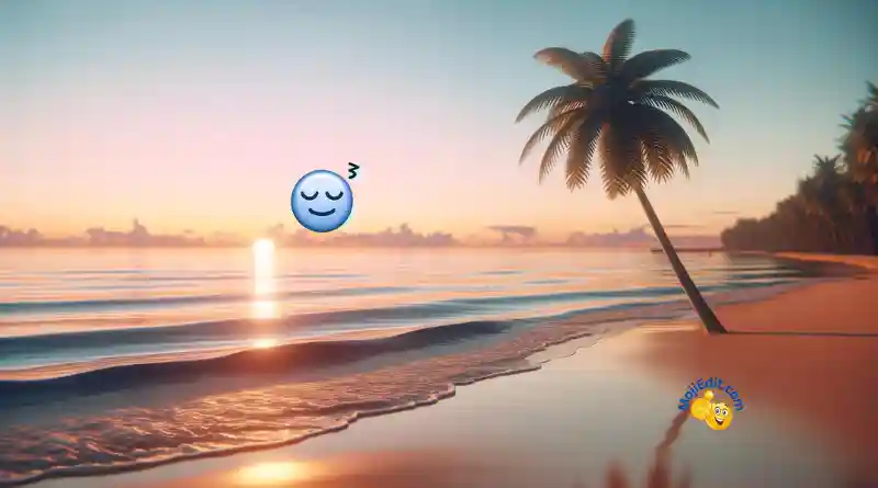 relieved face emoji on beach