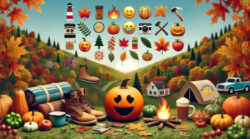 collage of autumn emojis