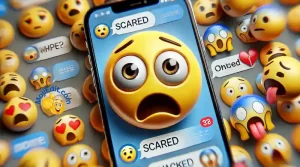 texting a fearful face emoji