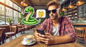 man texting snake emoji