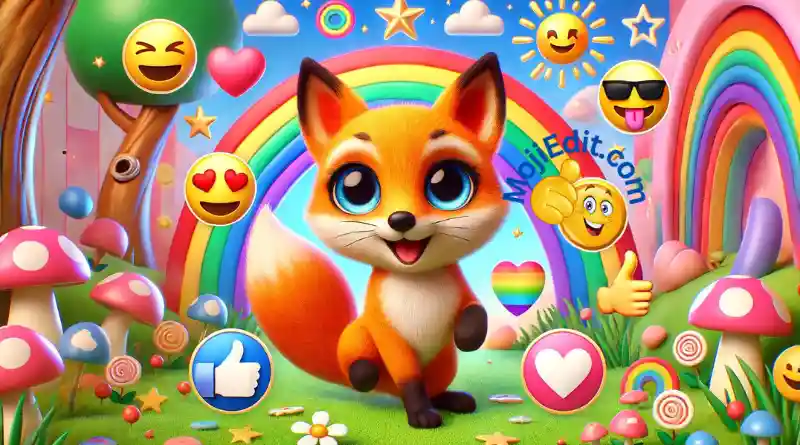 fox playing with emoji friends