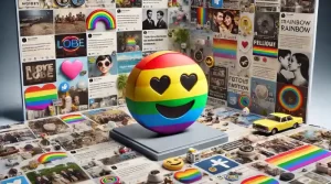 el emoji del arco iris a través del tiempo y los medios