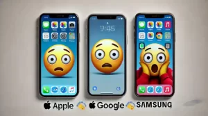 verängstigtes Emoji auf verschiedenen Telefonen