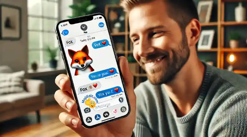 Junge flirtet und schickt Fuchs-Emoji