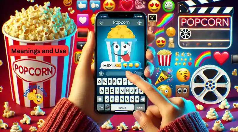 Une fille envoie un émoji pop-corn à son amie.