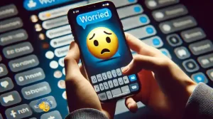 texting a worried emoji to friend