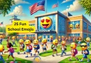 emoji enfants à l'extérieur de l'école