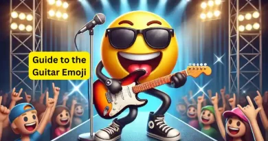Emoji rockstar wearing a cool outfit and sunglasses, energetically playing an electric guitar on a stage with bright lights and a cheering crowd in the background.