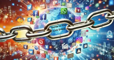 A vibrant digital world with a large metallic link chain in the center, intertwined with colorful social media icons, websites, documents, and multimedia files.