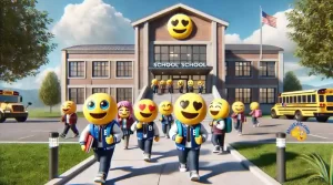 emoji étudiants quittant l'école