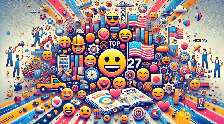 Coleção de 27 emojis do Dia do Trabalho com elementos de fundo de setores trabalhistas