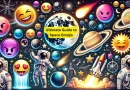 Imagen destacada con emojis relacionados con el espacio como un cohete, un astronauta y estrellas, con el título '31 Space Emojis: Tu guía de la galaxia