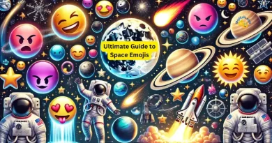 Imagem em destaque com emojis relacionados ao espaço, como um foguete, um astronauta e estrelas, com o título '31 Space Emojis: Seu guia para a galáxia