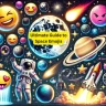 Image en vedette avec des emojis liés à l'espace comme une fusée, un astronaute et des étoiles, avec le titre "31 Space Emojis : Votre guide de la galaxie