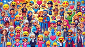 Bunte und lustige Darstellung von Menschen Emojis