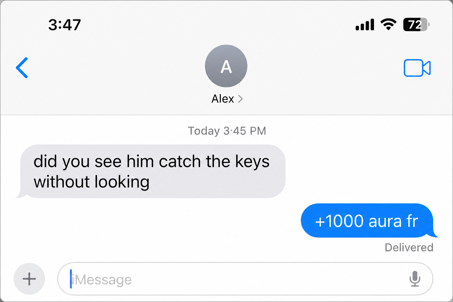 Aura points slang shown in a text message example
