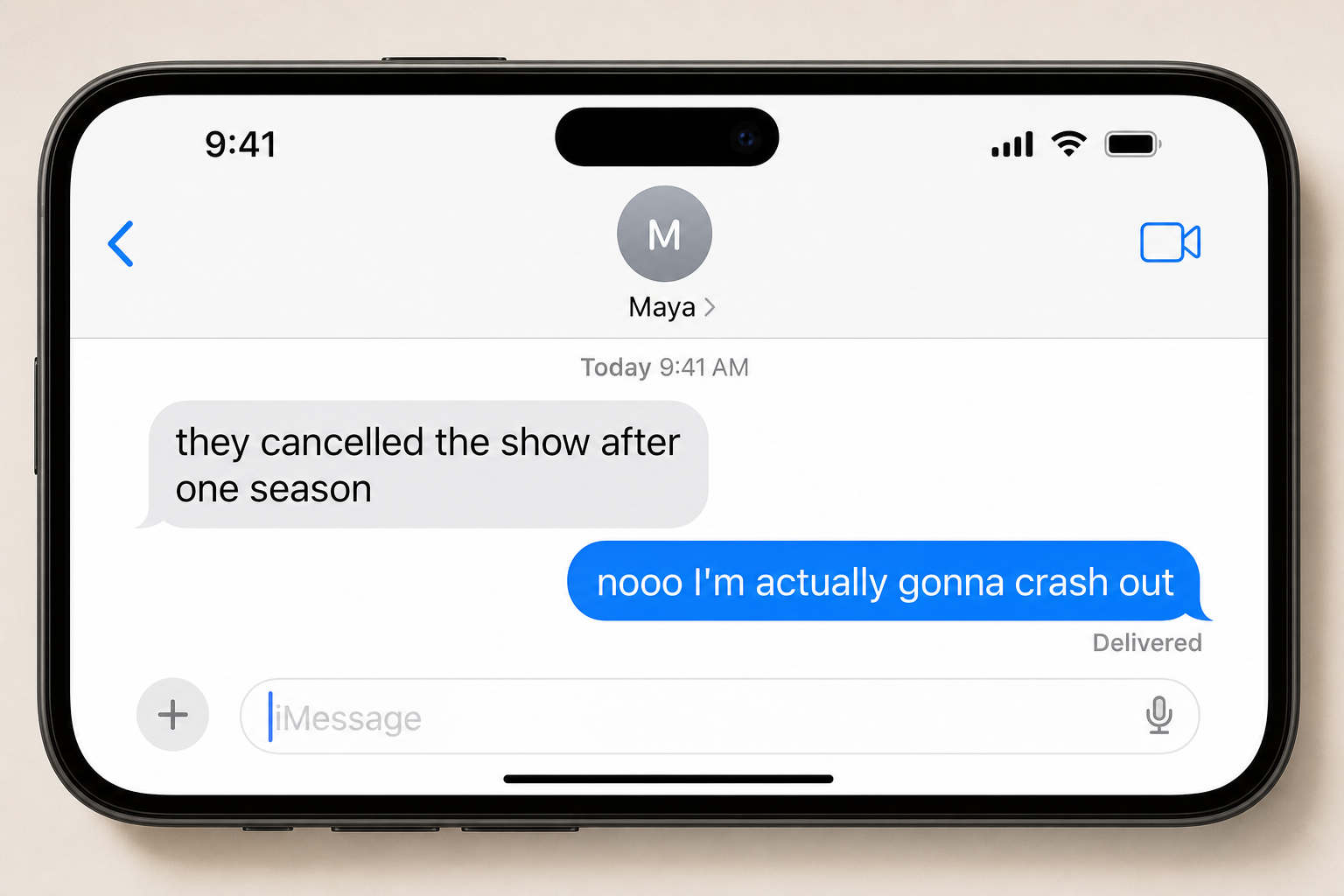 Crash out meaning shown in a text message example