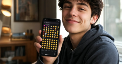 Gen Z person holding phone full of emoji