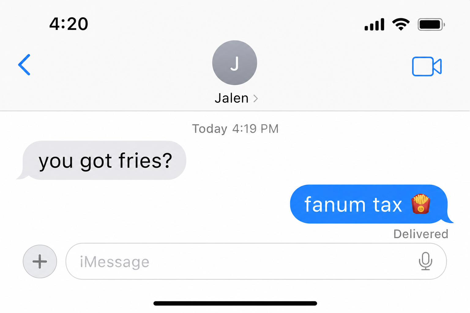 Fanum tax meaning shown in a text message example