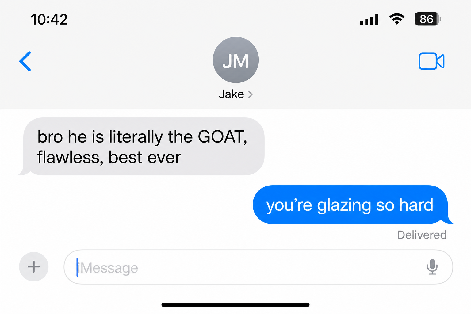 Glazing slang shown in a text message example