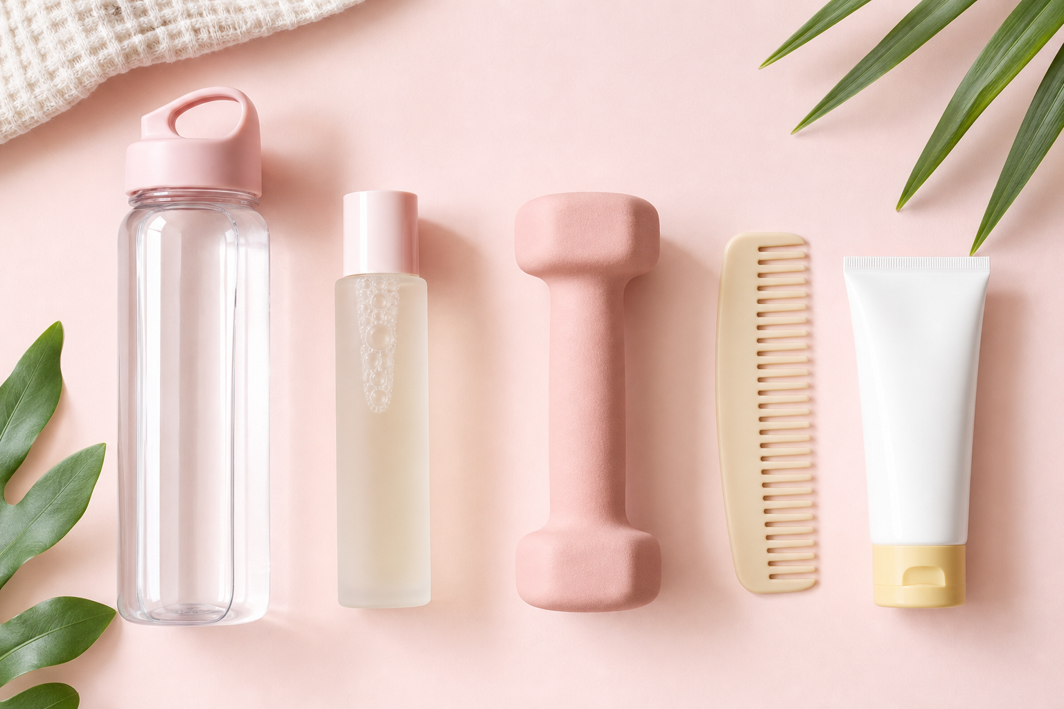 Simple self-care items representing healthy looksmaxxing