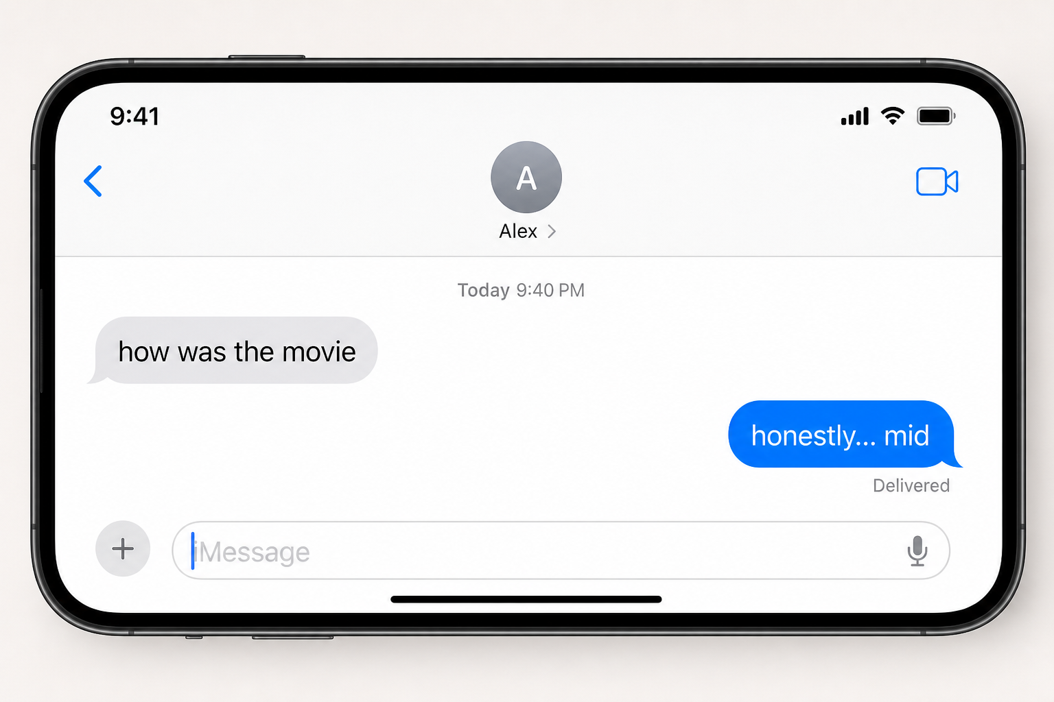Mid meaning shown in a text message example