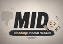 Illustration for the slang term mid, showing a thumbs-sideways reaction to something average or mediocre