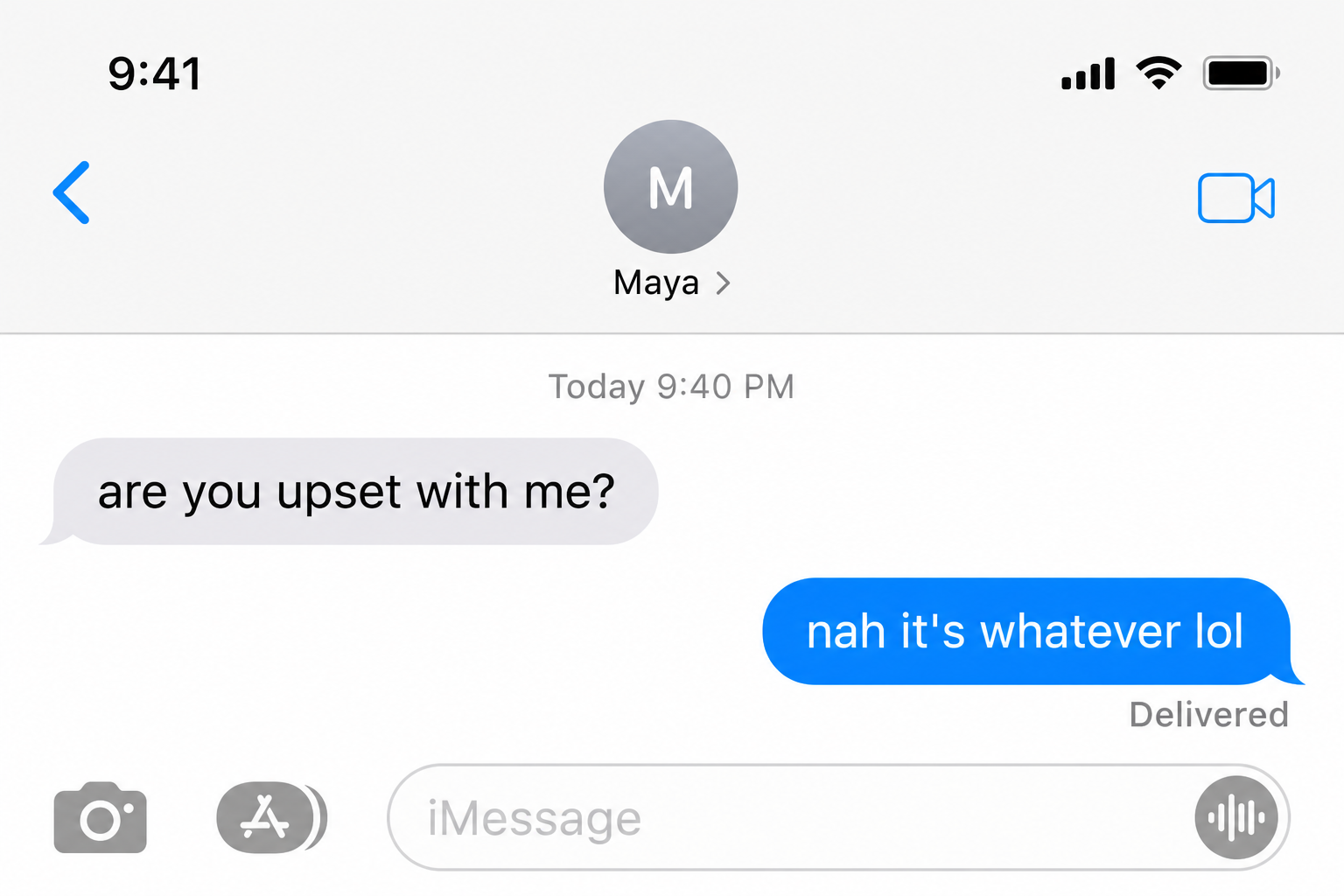 Nonchalant slang shown in a text message example
