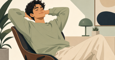 Illustration for the slang term nonchalant, showing a calm, unbothered, effortlessly cool vibe