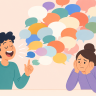 Illustration for the slang term yapping, showing someone talking a lot and rambling on